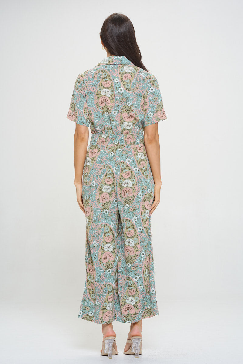 ABSTRACT FLORAL PRINT OVERALL