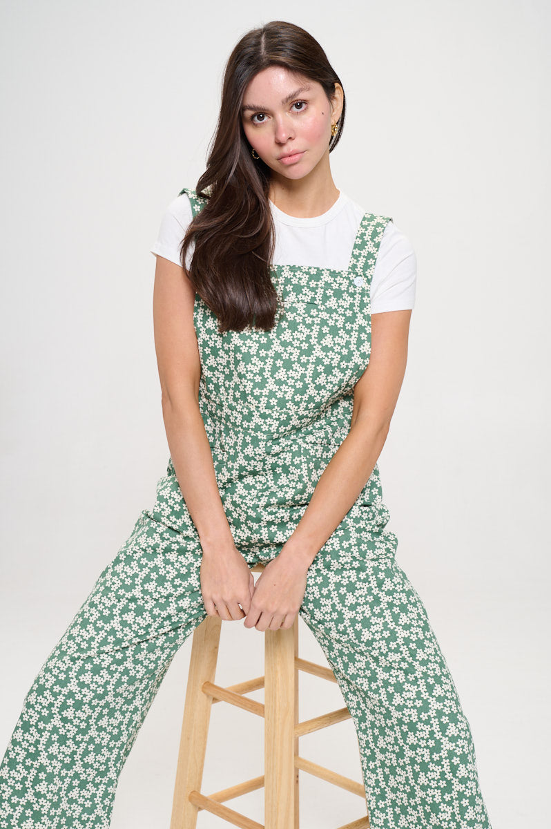 JASMINE FLORAL PRINT GREEN OVERALL