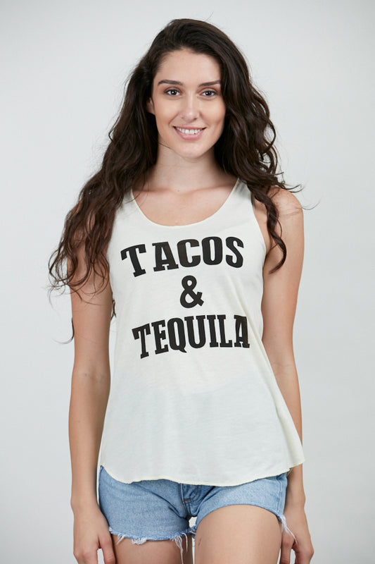 TACOS & TEQUILA TANK TOP WHITE