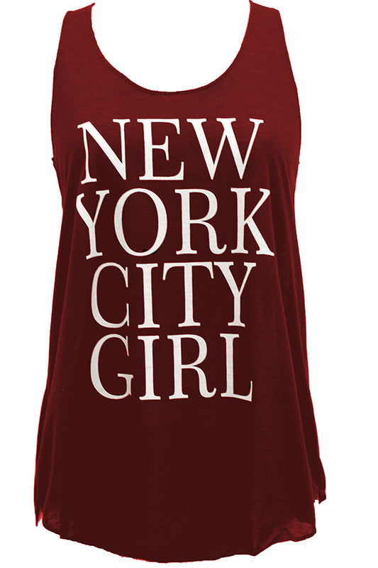 New York City Girl Tank Top Burgundy