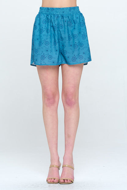 ALL OVER BICYCLE PRINT BLUE SHORT