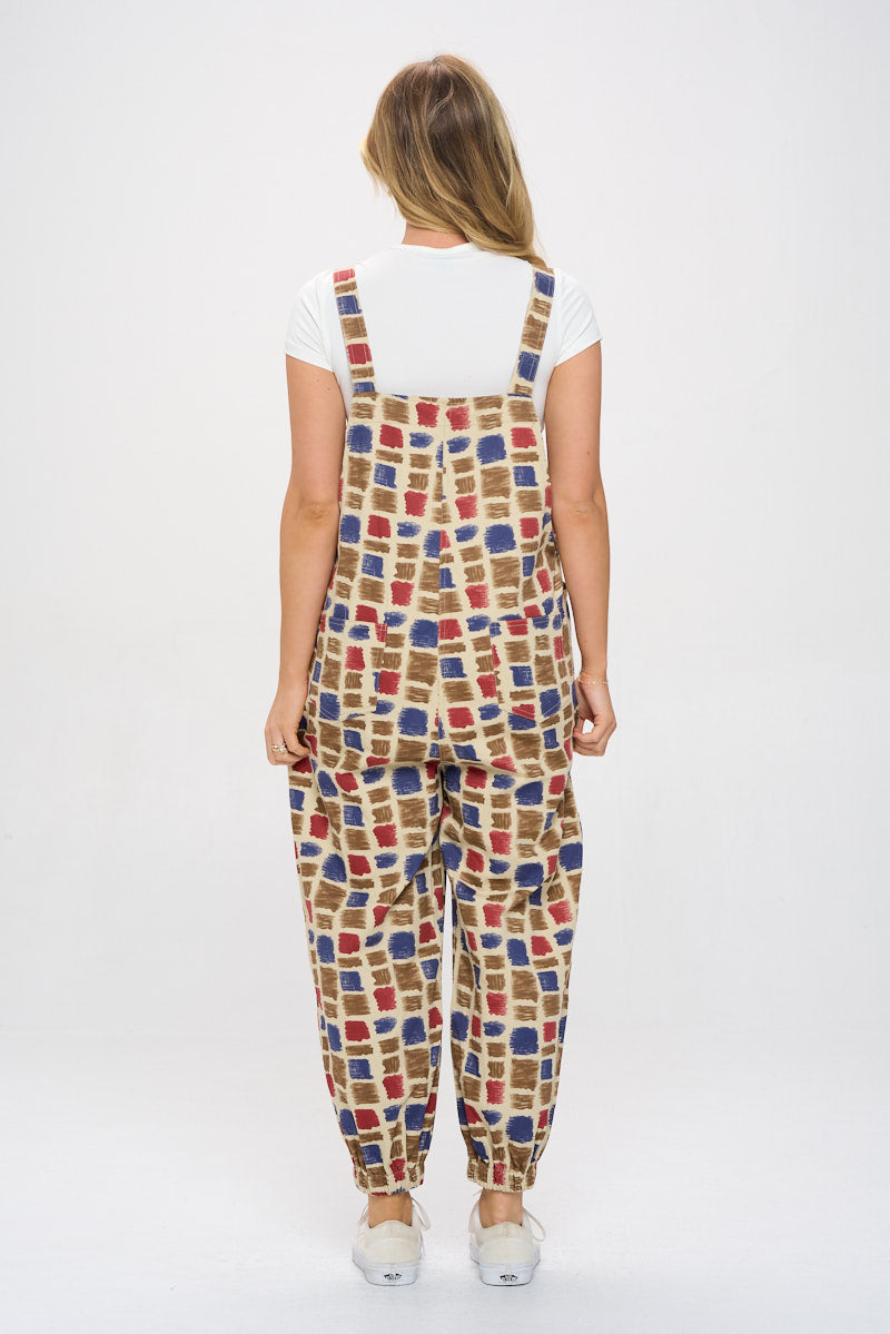 BLUE RED PAINT PRINT OVERALL