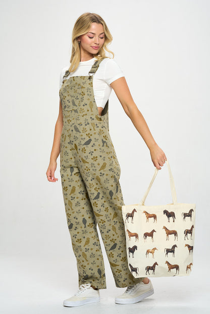 Horse print tote bags with pockets