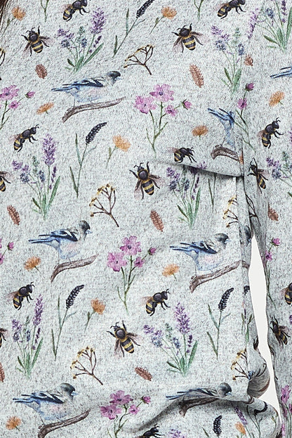 BIRD AND BEE PRINT PULLOVER