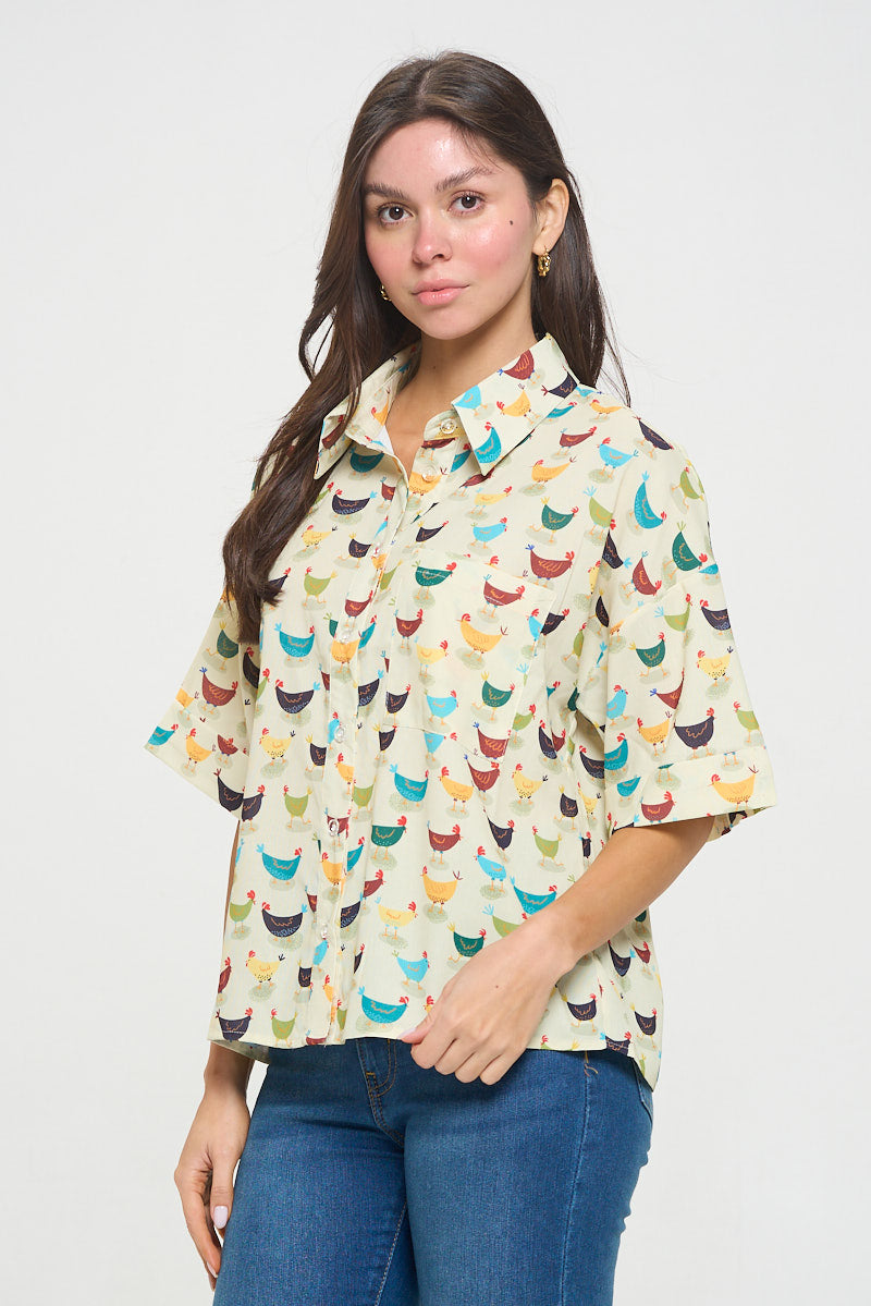 ROOSTER PRINT SHIRT