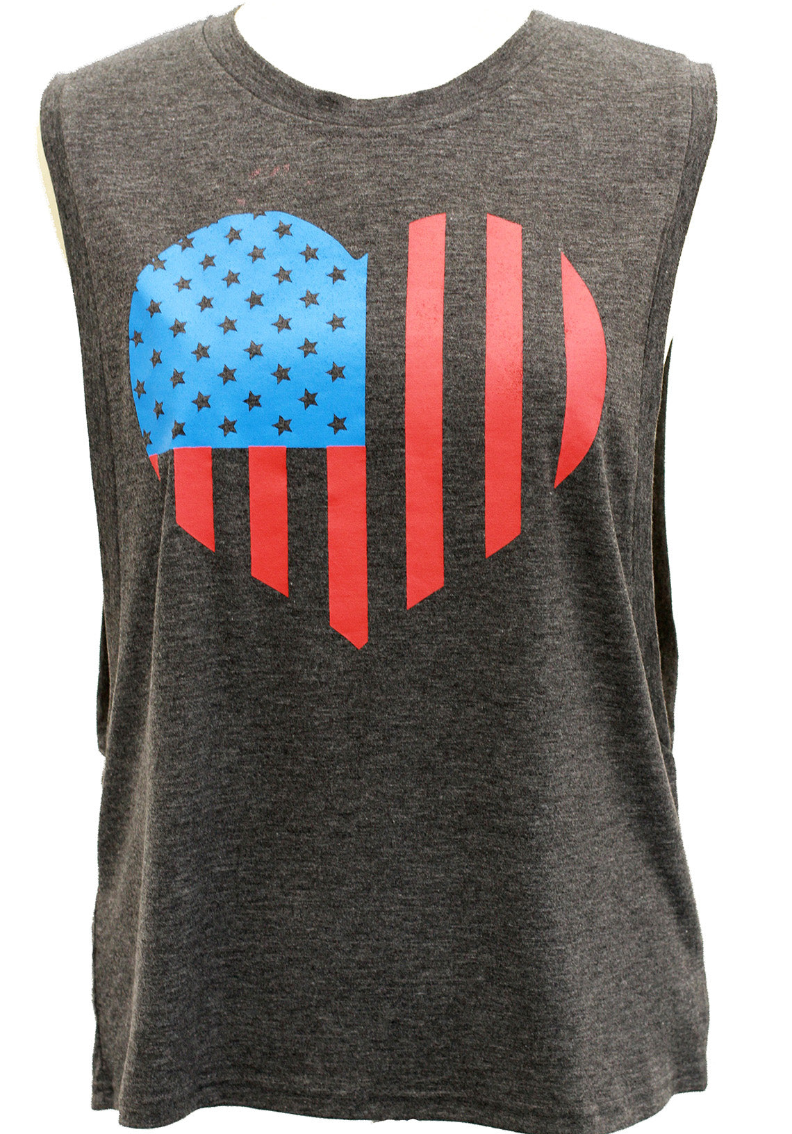American Flag Heart Crop Top Grey