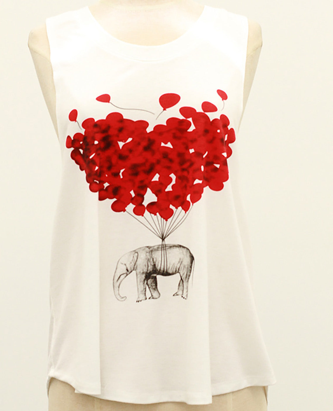 Elephant with Balloons Crop Top White