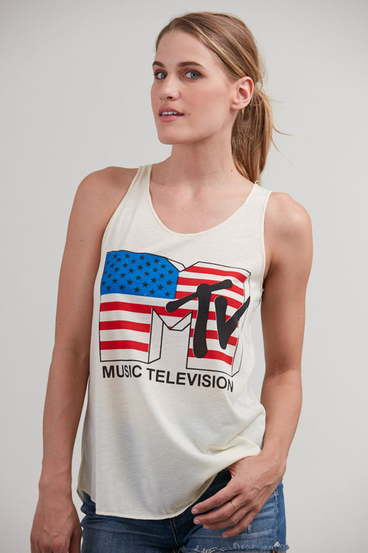 MTV American Flag Tank Top White