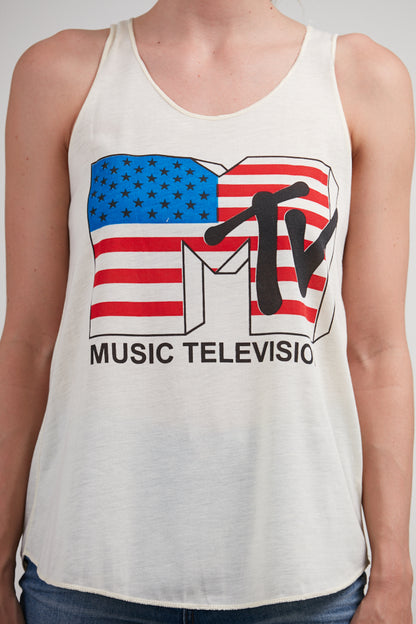 MTV American Flag Tank Top White