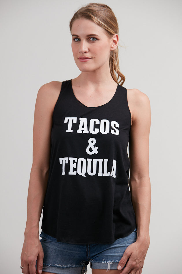 Tacos & Tequila Tank Top Black