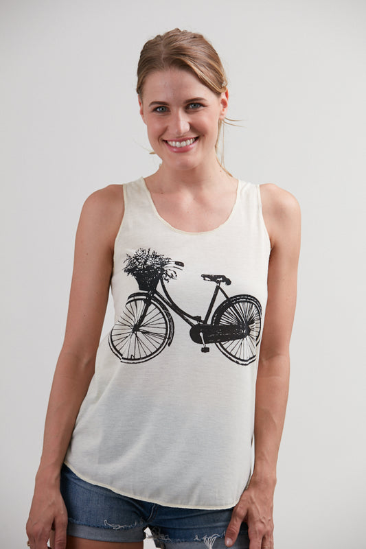 Bike with Basket Tank Top White