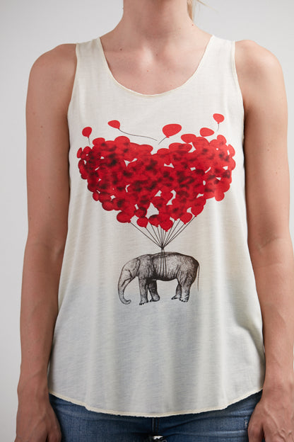 Elephant with Balloons Tank Top White
