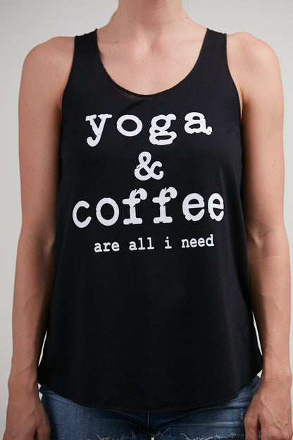 Yoga and Coffee all I need Tank Top Black