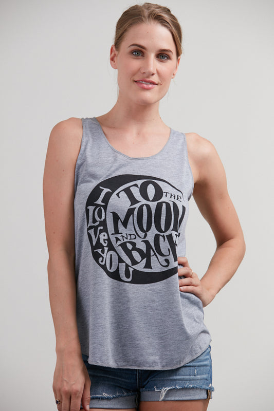I Love You To The Moon And Back Tank Top Grey
