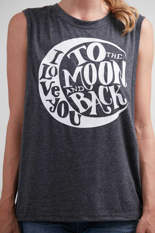 I Love You To The Moon & Back Crop Top Grey