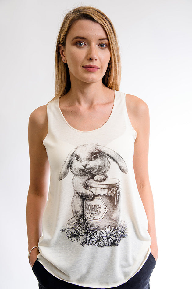 Bunny With Honey Tank Top White