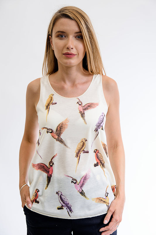 Flying Parrots Tank Top White