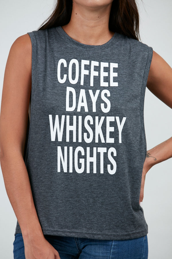 Coffee Days Whiskey Night Crop Top Grey