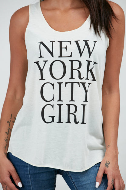 New York City Girl Tank Top White