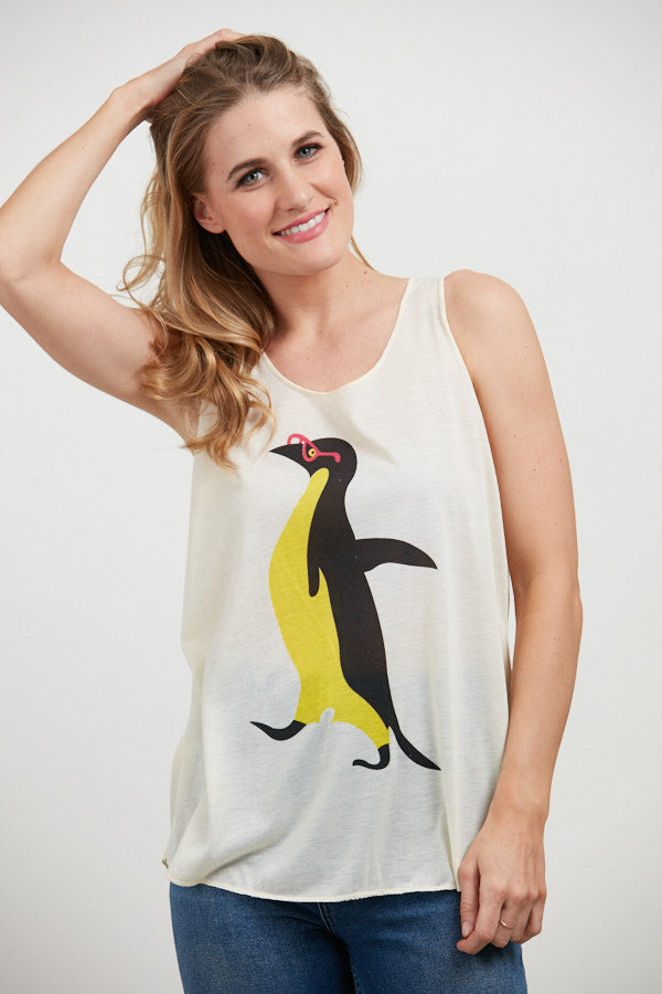 Penguin With Glasses Tank Top White