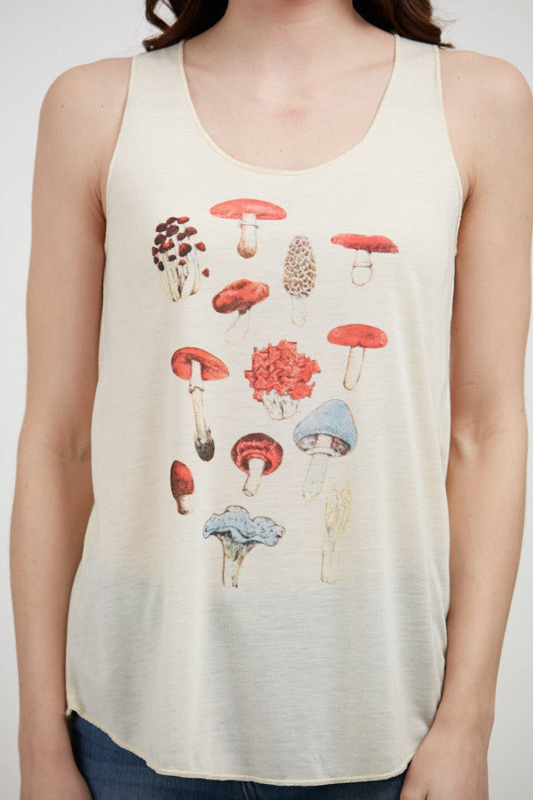Mushrooms Print Tank Top White