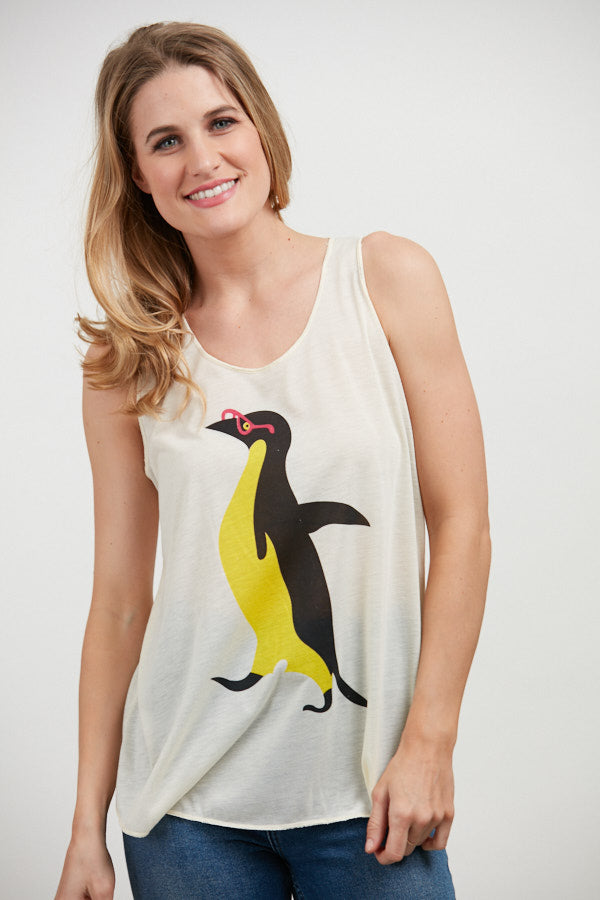 Penguin With Glasses Tank Top White