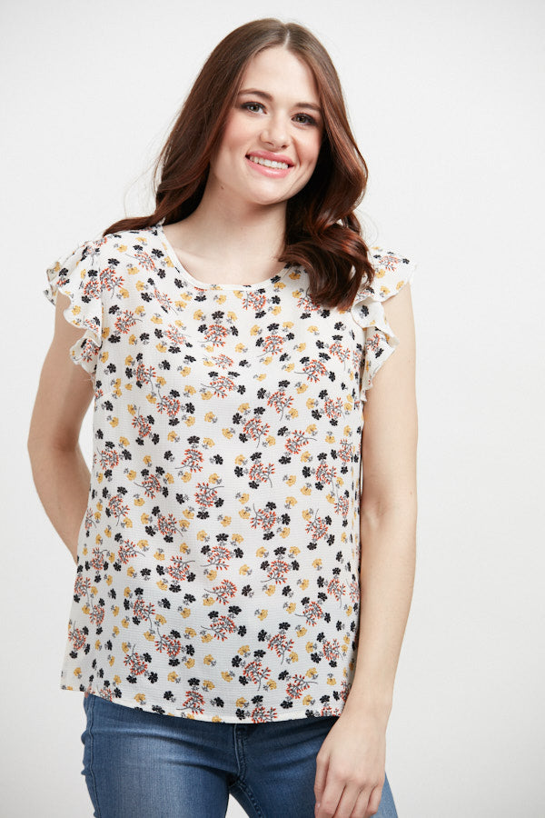 Colourful Floral Blouse White