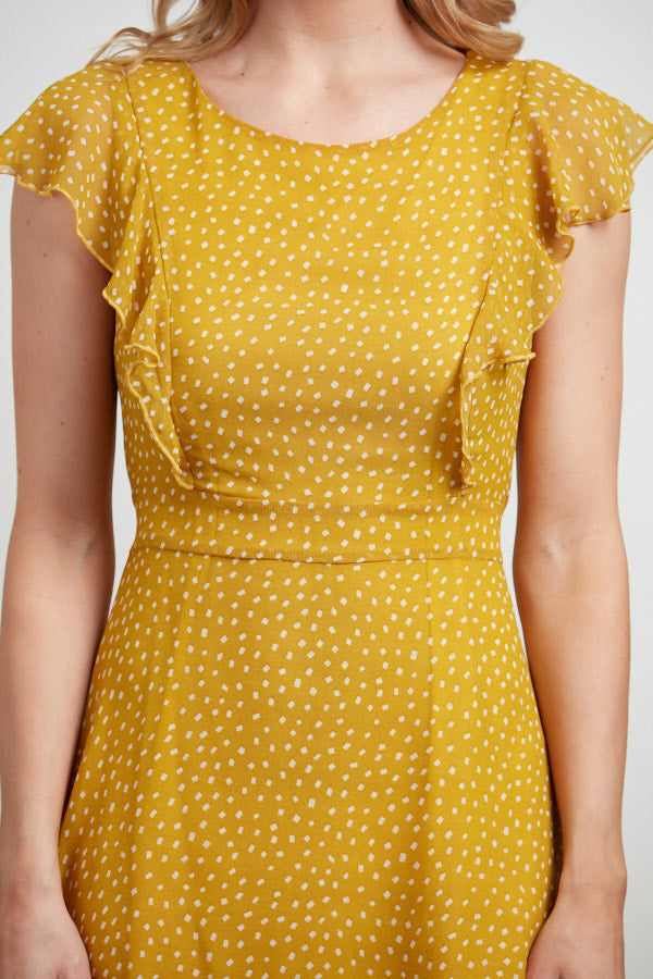 Confetti Print Dress Mustard