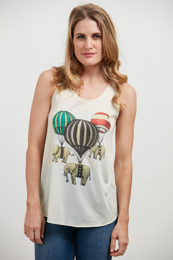 Elephant With Hot Air Ballon Tank Top