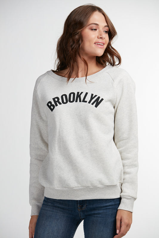 Brooklyn Print Sweatshirt Light Grey