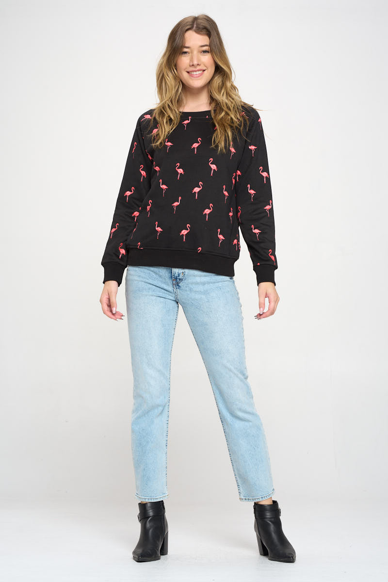 Flamingo All Over Print Sweatshirt