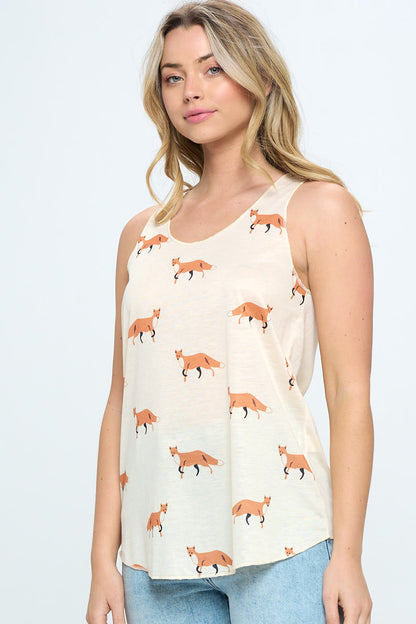 ALL OVER FOX PRINT CLASSIC TANK TOP