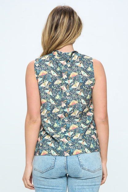 ALL OVER MOTH WITH FLORAL PRINT TOP WITH NECK TIE