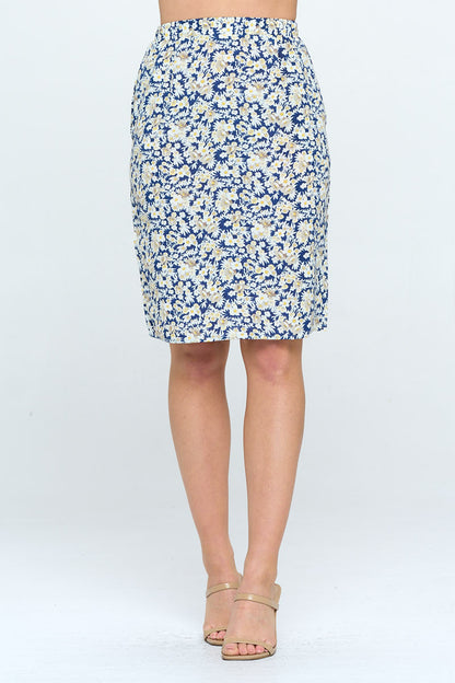 DITSY FLORAL PRINT HIGH RISE SKIRT WITH POCKETS