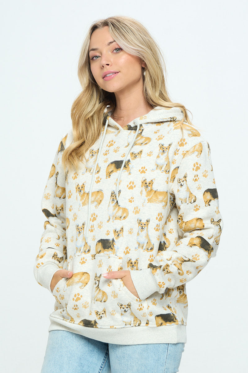 DOG AND PAW PRINT HOODIE WITH POCKETS