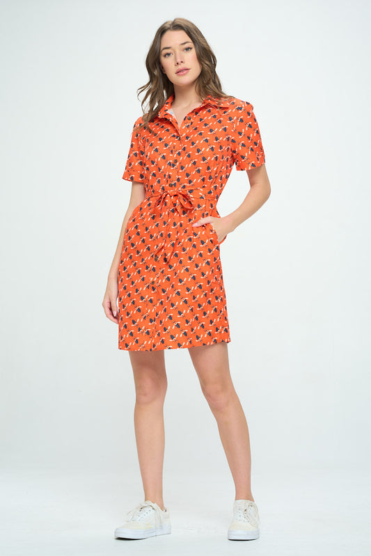 BEES PRINT DRESS WITH POCKETS