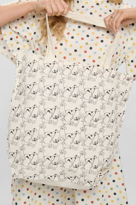 ALL OVER DOGS PRINT TOTE BAGS