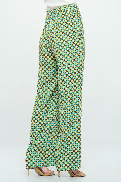 GEOMETRIC ABSTRACT PRINT PANTS WITH POCKETS
