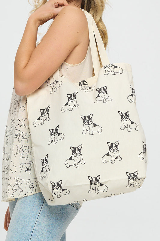 FRENCHIE DOGS PRINT TOTE BAGS