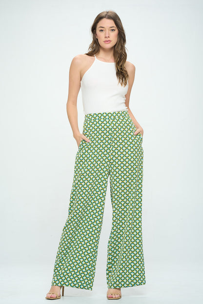 GEOMETRIC ABSTRACT PRINT PANTS WITH POCKETS